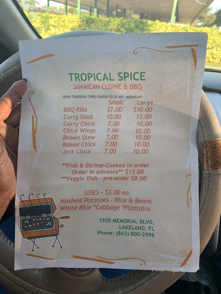 Tropical Spice - Lakeland, FL menu_pic