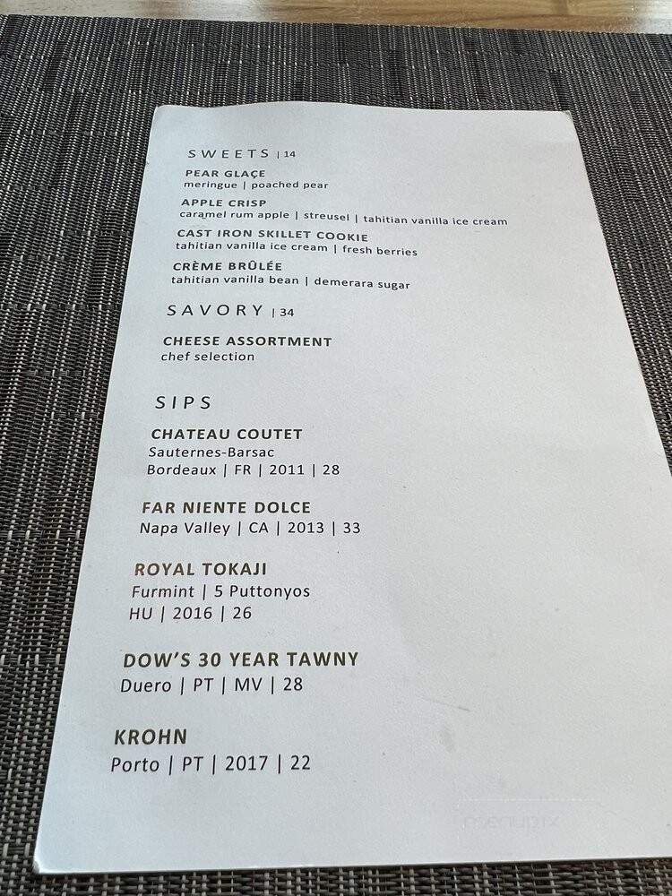 Truss Restaurant & Bar - Calistoga, CA menu_pic