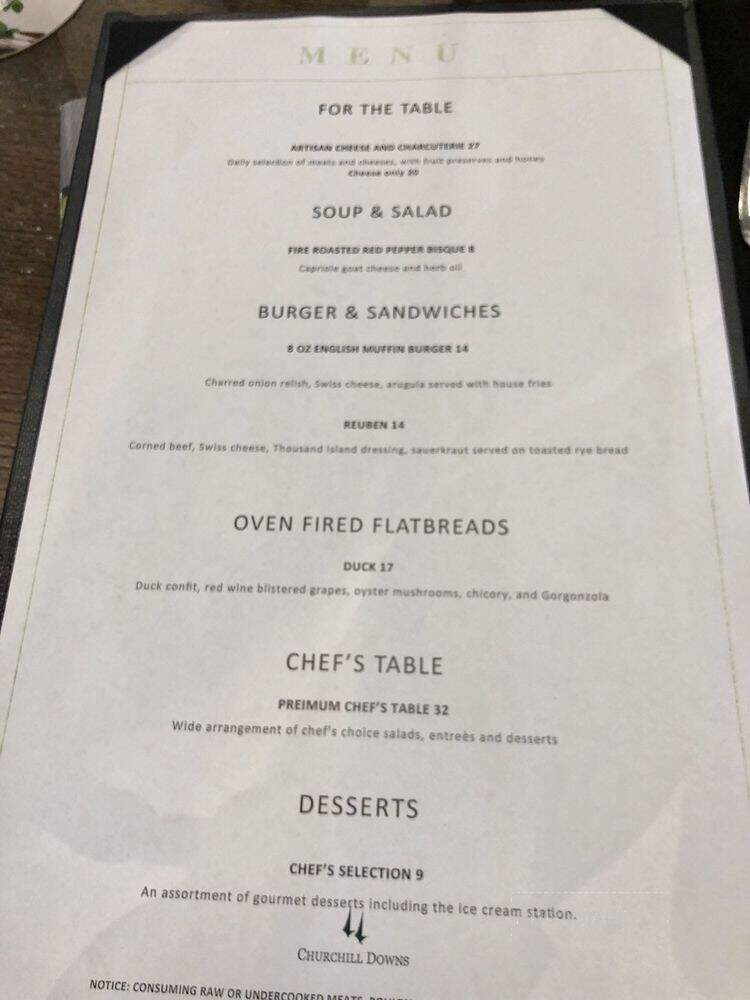 Turf Club - Louisville, KY menu_pic