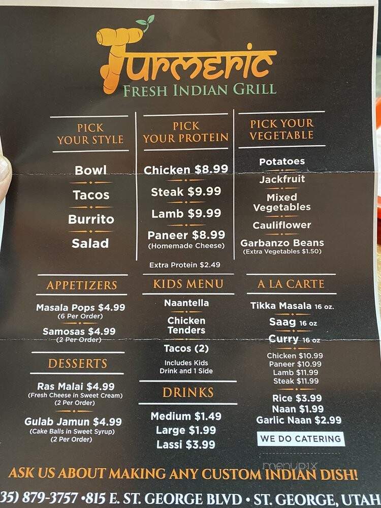 Turmeric Fresh Indian Grill - St. George, UT menu_pic