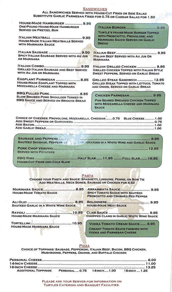 Turtles Bar and Grill - Chicago, IL menu_pic