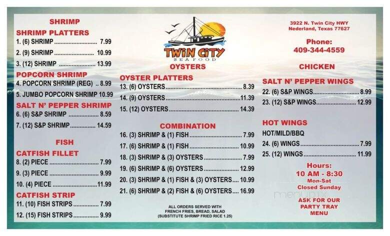 Twin City Seafood - Nederland, TX menu_pic