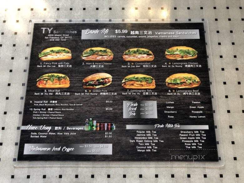 Ty Pho - San Francisco, CA menu_pic
