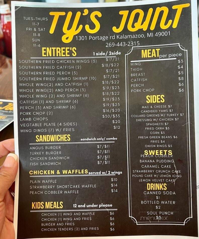 Ty's Joint - Kalamazoo, MI menu_pic