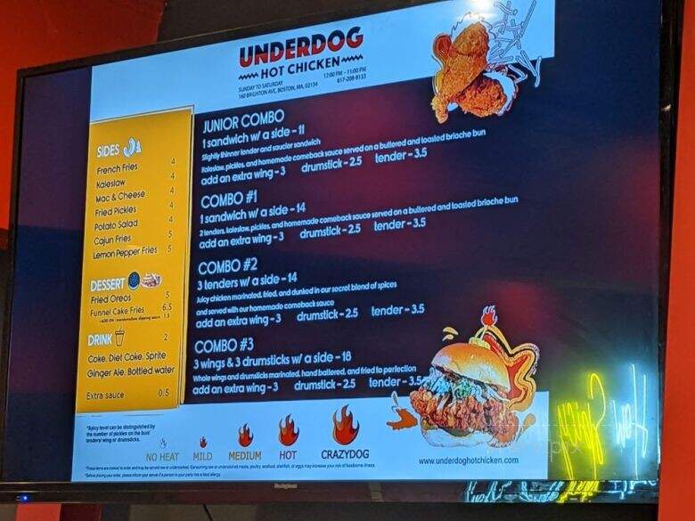 Underdog Hot Chicken - Boston, MA menu_pic