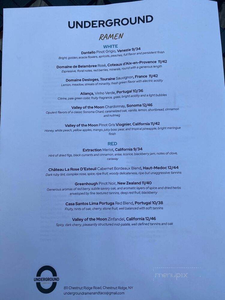 Underground Ramen - Chestnut Ridge, NY menu_pic