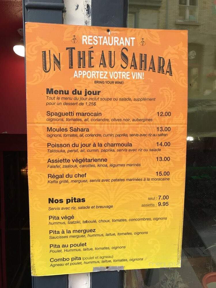 The Au Sahara - Quebec, QC menu_pic
