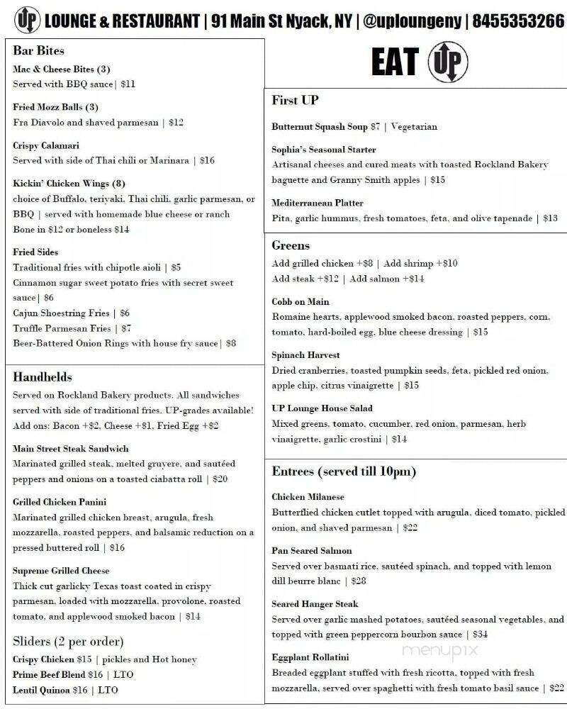Up Lounge & Restaurant - Nyack, NY menu_pic
