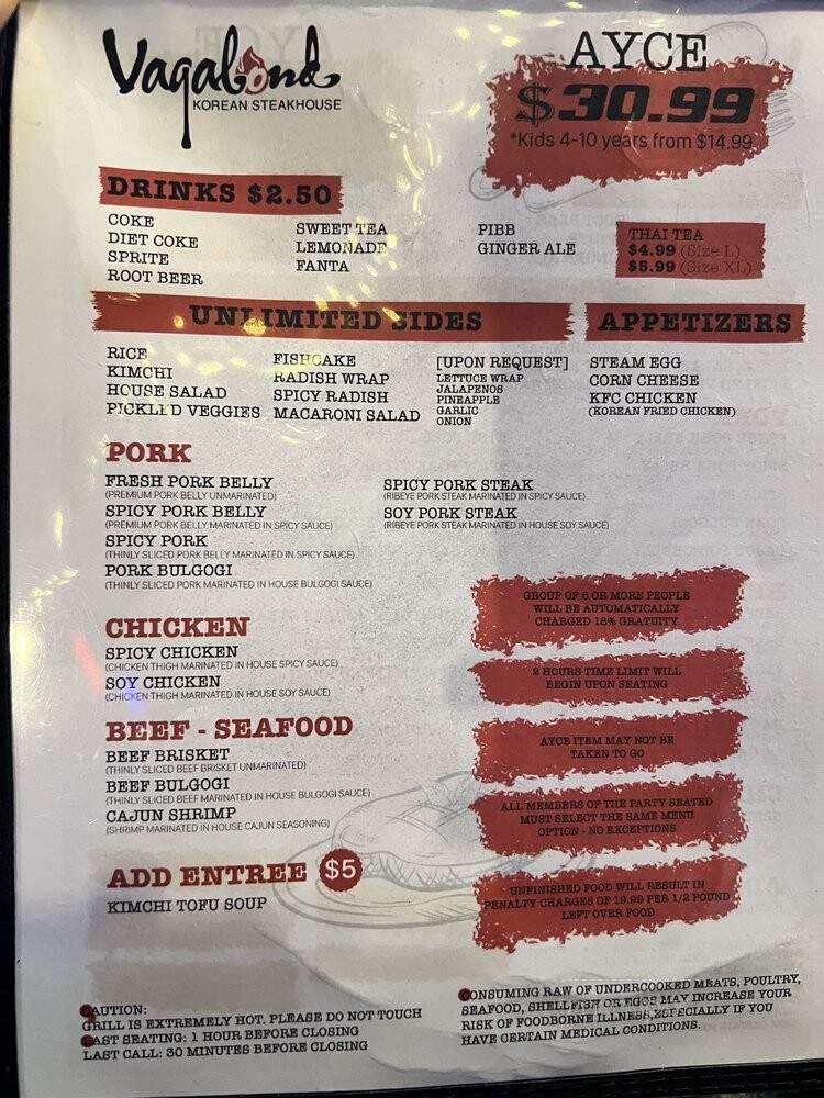 Vagabond Korean Steakhouse - Jacksonville, FL menu_pic