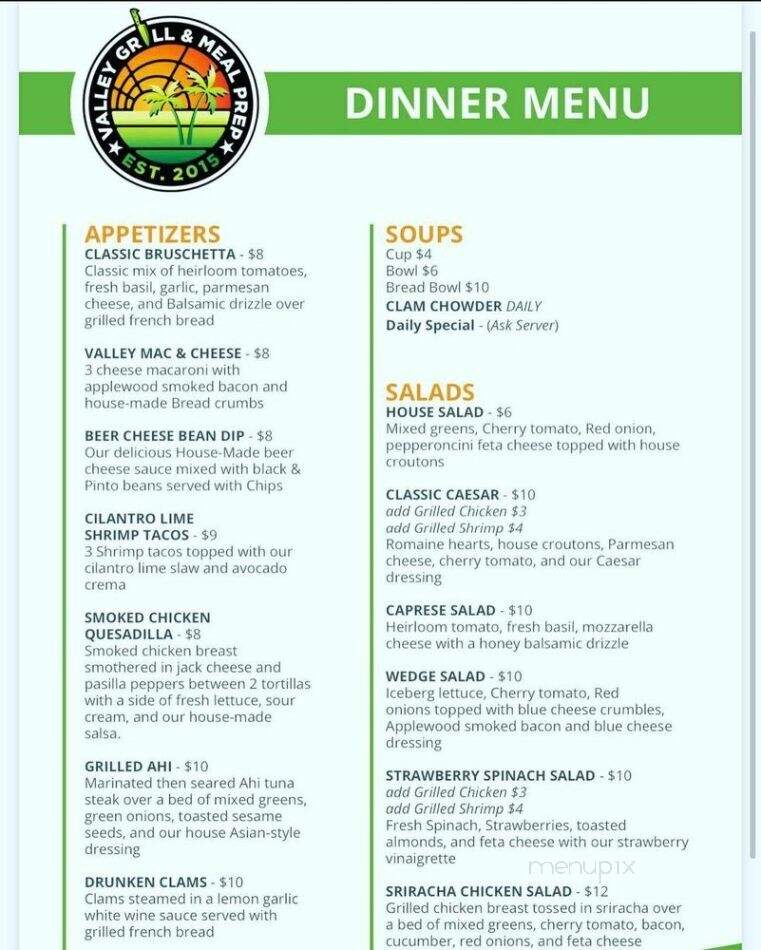 Valley Grill - Modesto, CA menu_pic