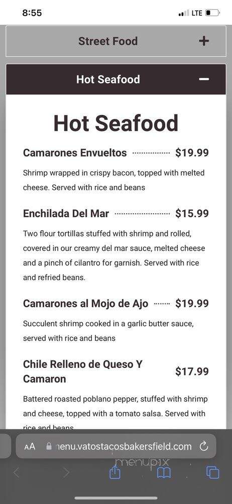 Vatos Tacos Grill & Cantina SW - Bakersfield, CA menu_pic