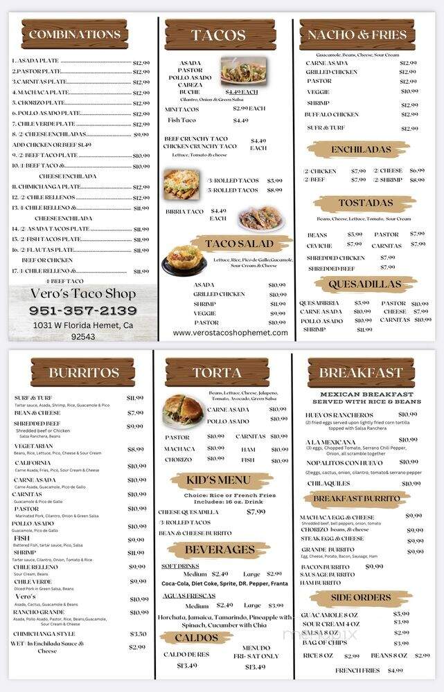 Vero's Taco Shop - Hemet, CA menu_pic