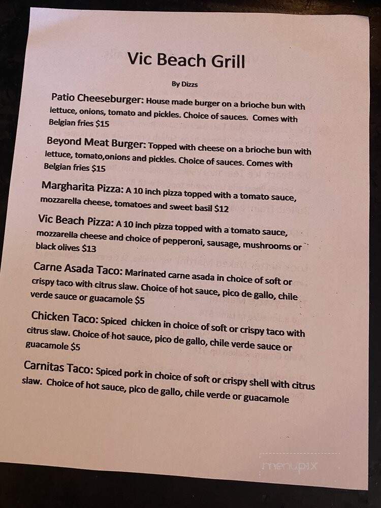 Vic Beach Grill - Laguna Beach, CA menu_pic