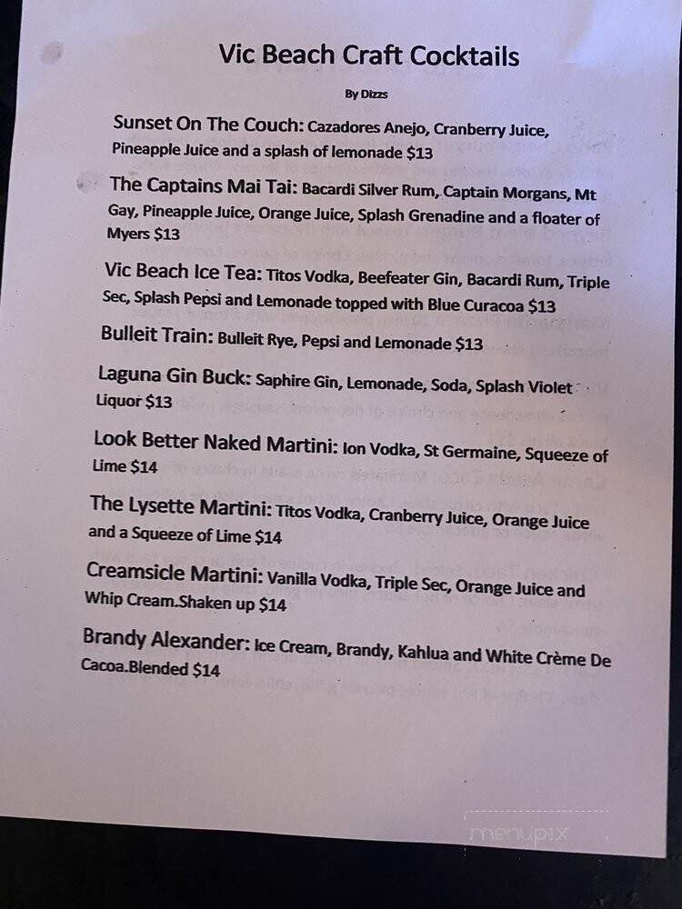 Vic Beach Grill - Laguna Beach, CA menu_pic