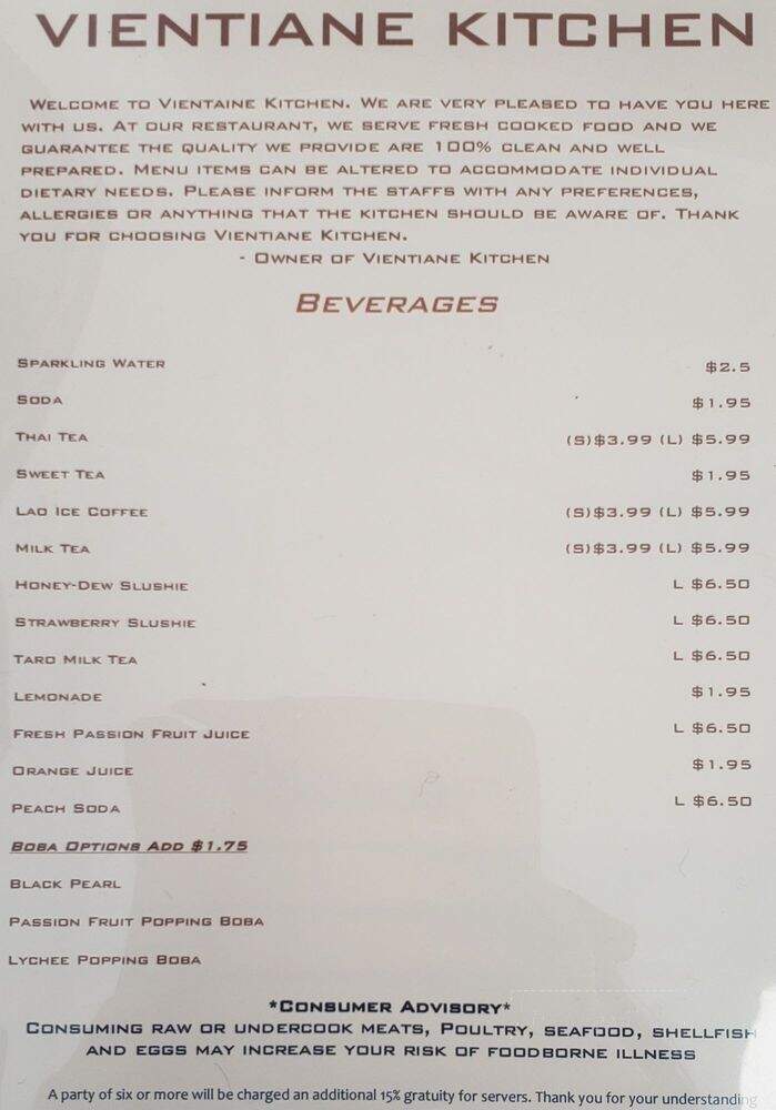 Vientiane Kitchen - Wilmington, NC menu_pic