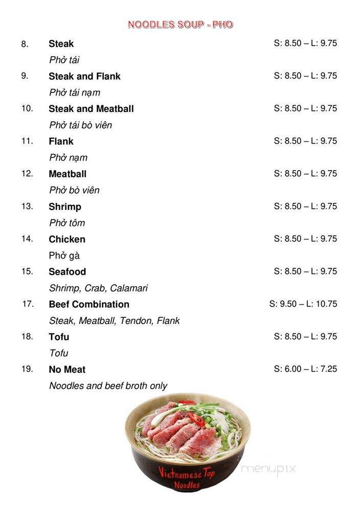 Vietnamese Top Noodles - Austin, MN menu_pic
