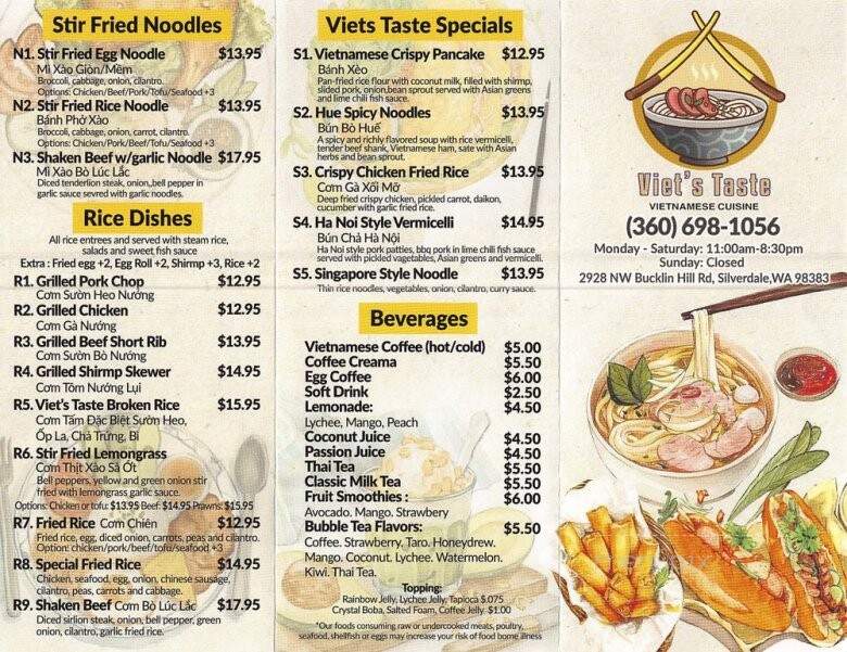 Viet's Taste - Silverdale, WA menu_pic