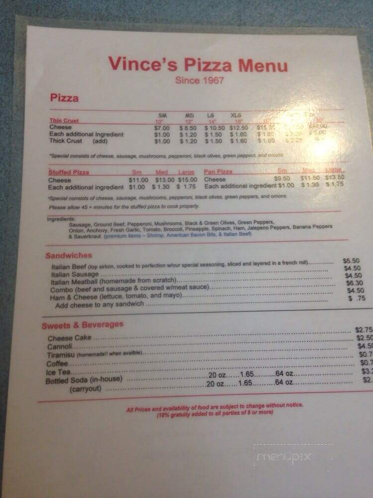 Vince's Pizza & Family Restaurant - Rochelle, IL menu_pic