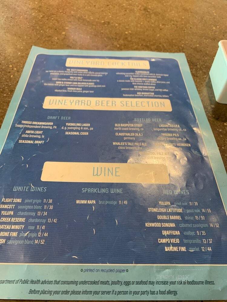 Vineyard Grille - East Boston, MA menu_pic