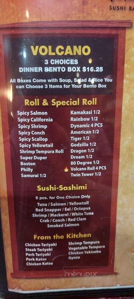Volcano Sushi Bar - Virginia Beach, VA menu_pic