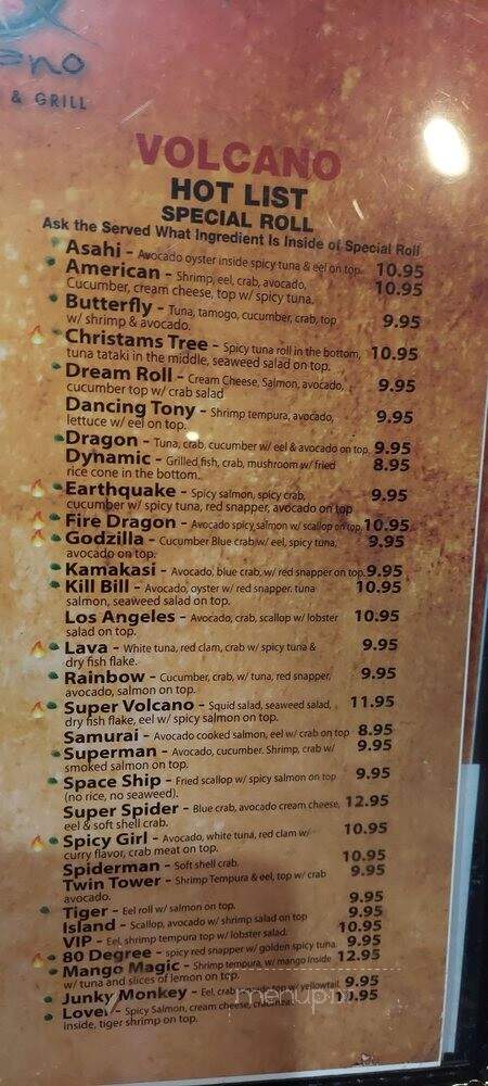 Volcano Sushi Bar - Virginia Beach, VA menu_pic