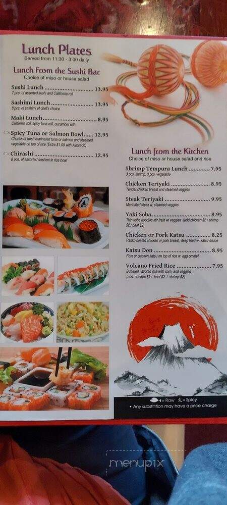 Volcano Sushi Bar - Virginia Beach, VA menu_pic