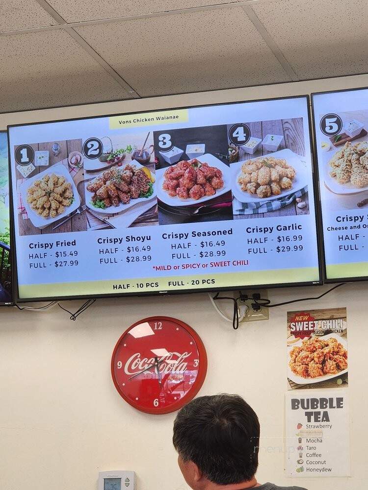 Vons Chicken - Waianae, HI menu_pic