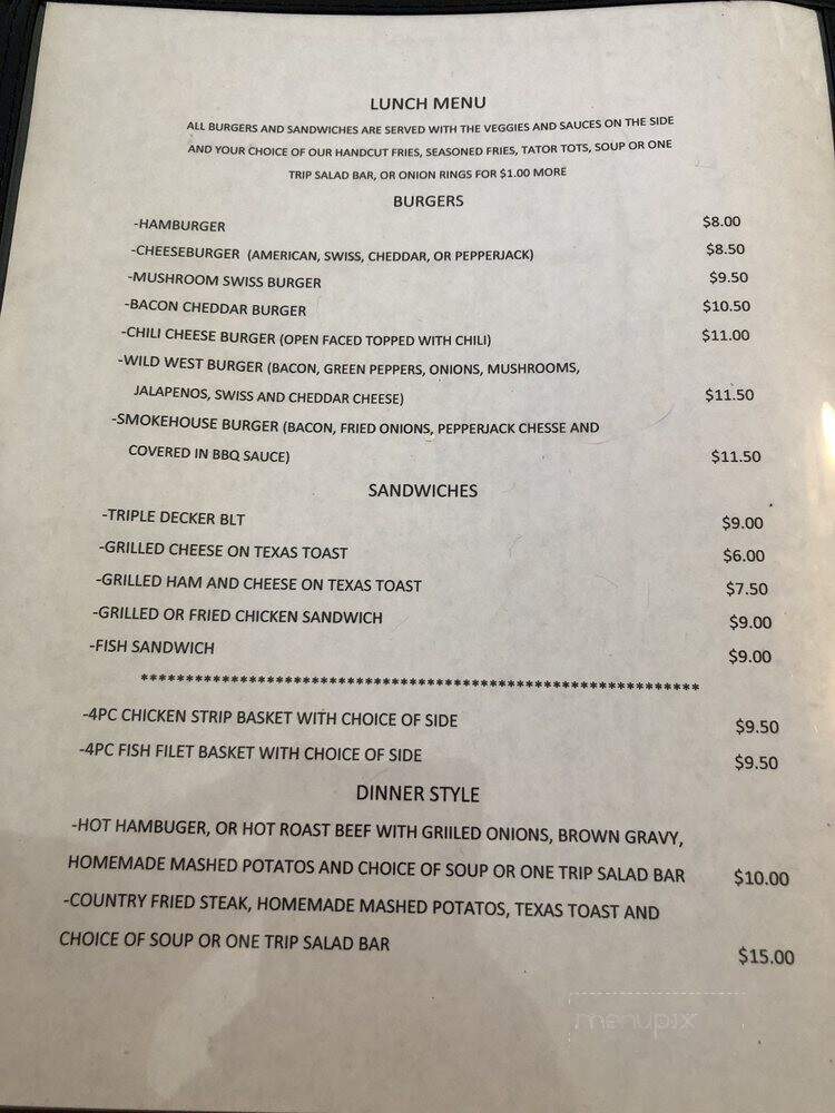 Wagonwheel Restaurant & Lounge - Shell, WY menu_pic