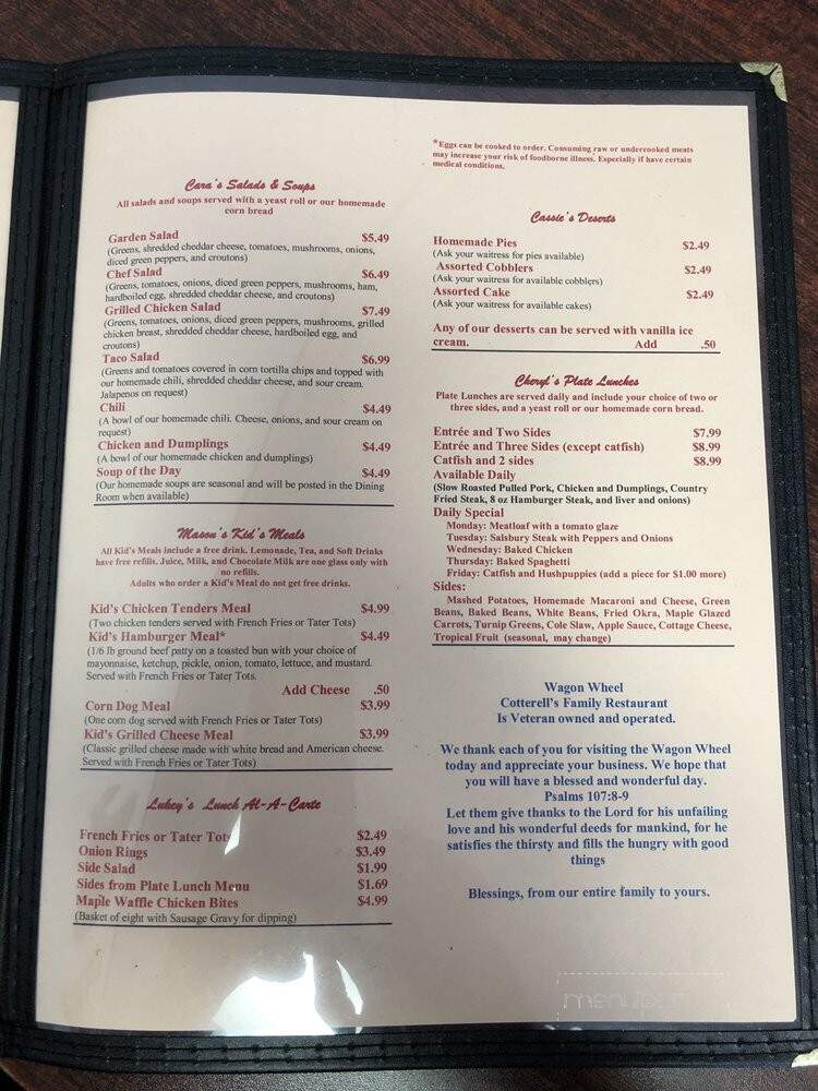 Wagon Wheel - Unicoi, TN menu_pic