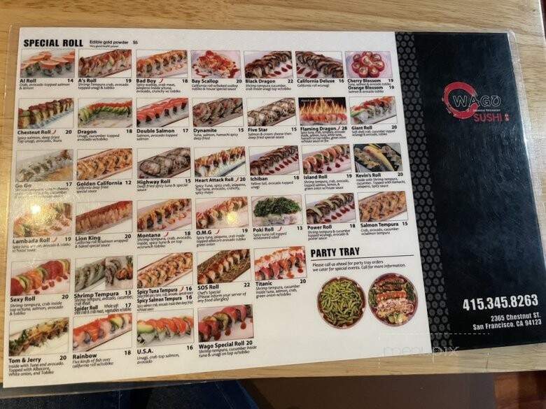 Wago sushi - San Francisco, CA menu_pic