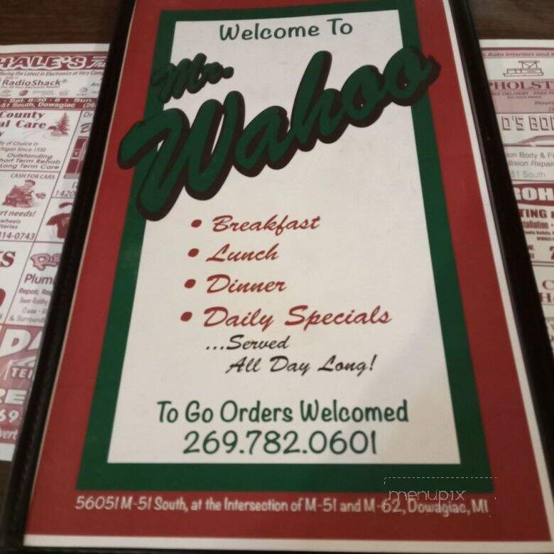 Wahoo Eatery - Dowagiac, MI menu_pic