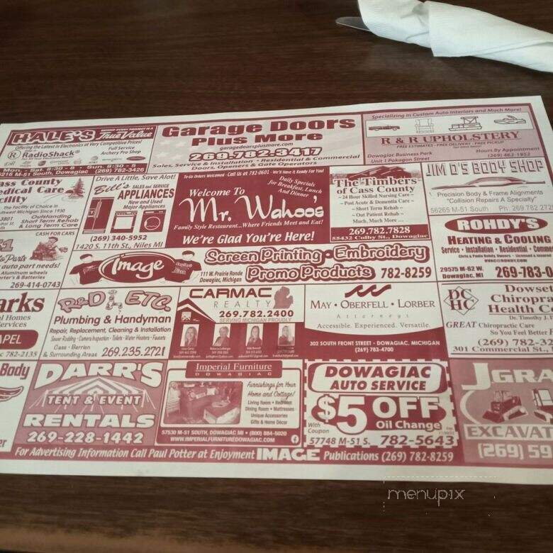 Wahoo Eatery - Dowagiac, MI menu_pic
