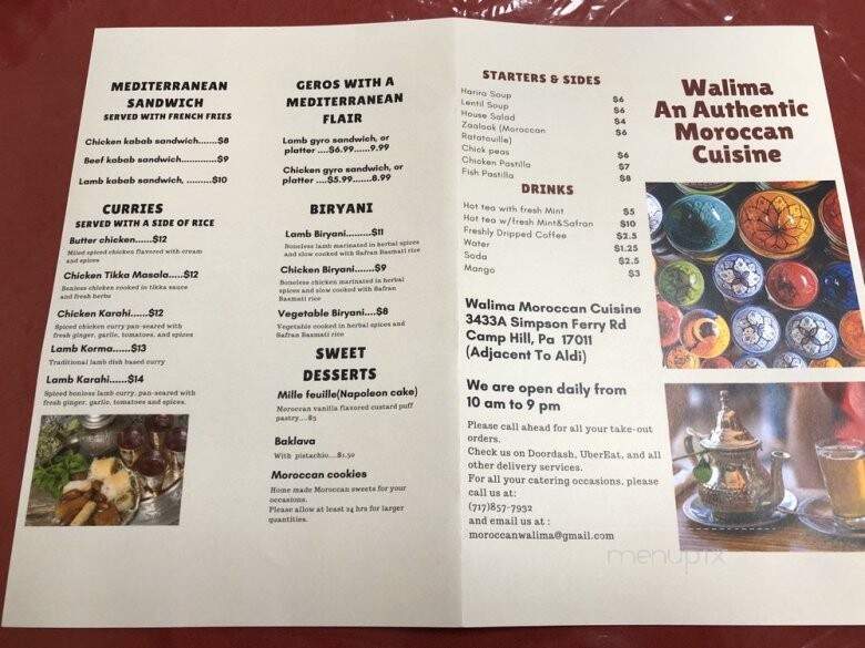 Walima Moroccan Cuisine - Camp Hill, PA menu_pic
