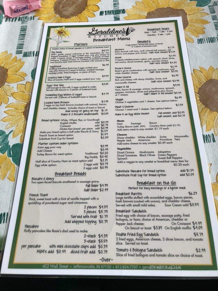 Wall Street Cafe - Jeffersonville, IN menu_pic