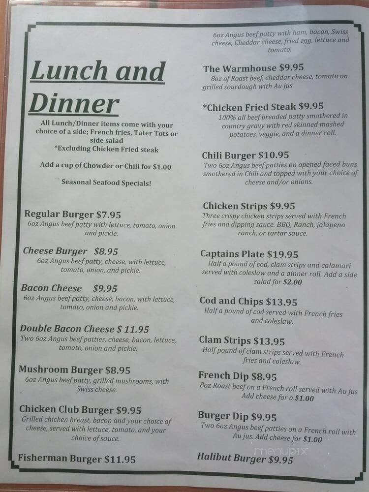 Warm House Restaurant - Neah Bay, WA menu_pic