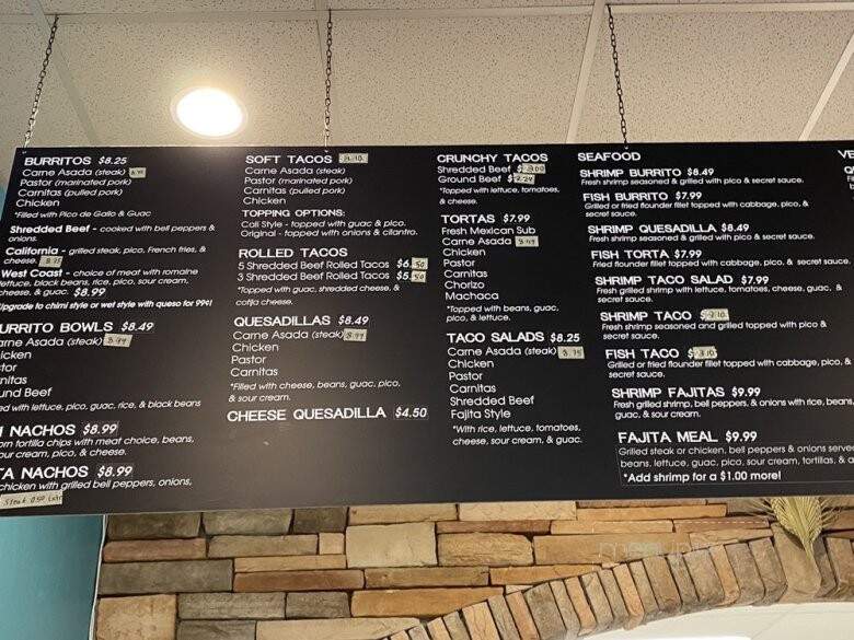 West Coast Taco Shop - Clarksville, TN menu_pic