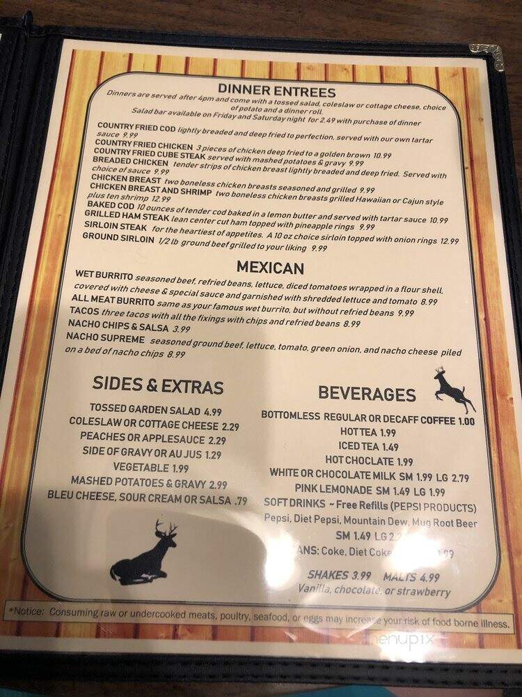 Whitetails Restaurant - Lincoln, MI menu_pic