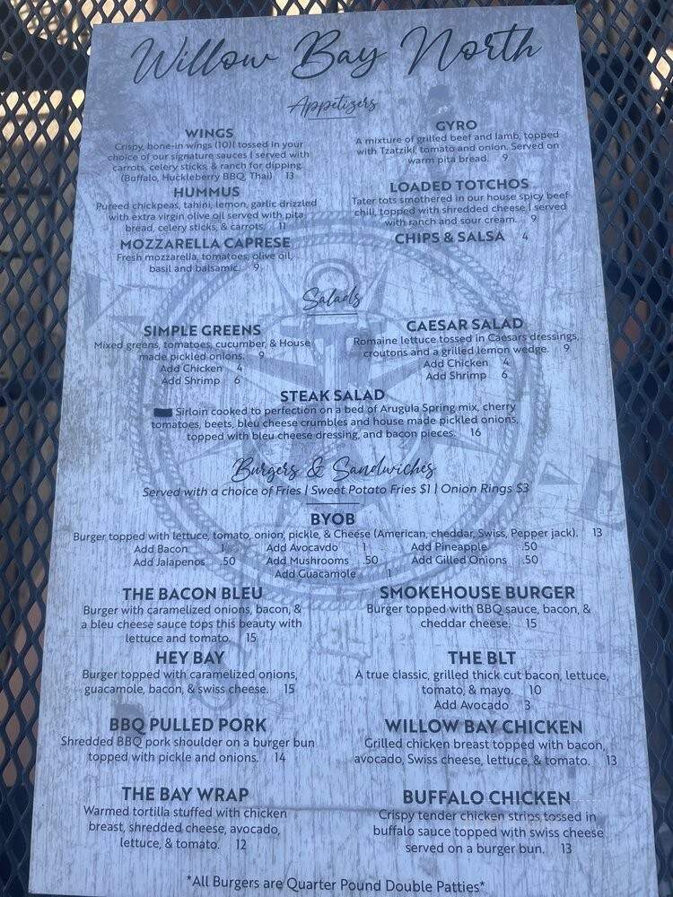 Willow Bay North - Priest River, ID menu_pic