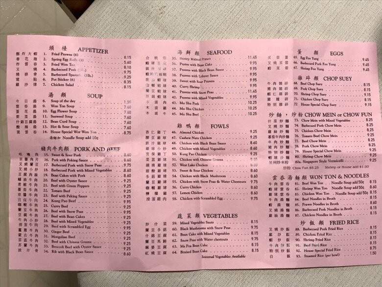 Wing Fat Restaurant - San Mateo, CA menu_pic