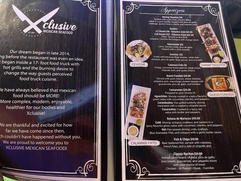 Xclusive Mexican Seafood - Mission Viejo, CA menu_pic
