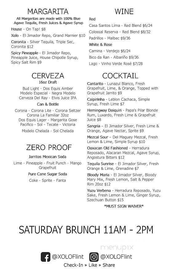 Xolo - Flint, MI menu_pic