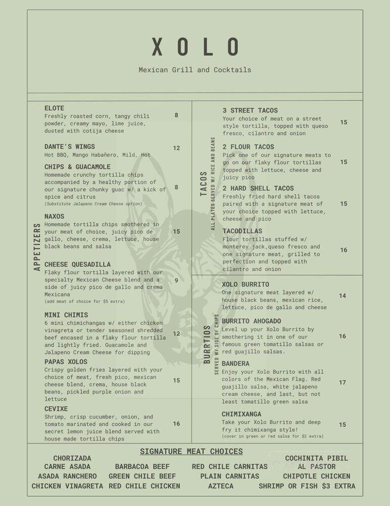 Xolo tacos - Phoenix, AZ menu_pic