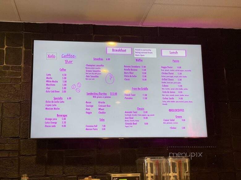 Xulo Coffee Bar - Elk Grove, CA menu_pic