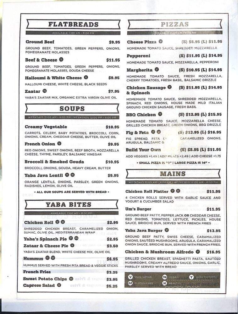 Yaba Java Cafe - McKinney, TX menu_pic