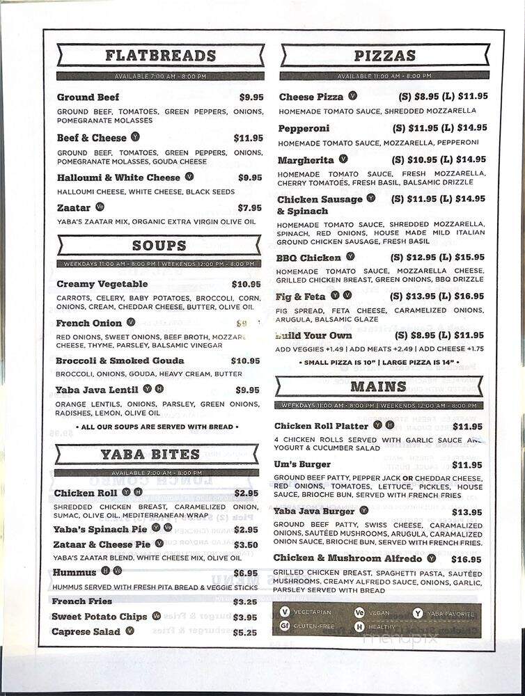 Yaba Java Cafe - McKinney, TX menu_pic