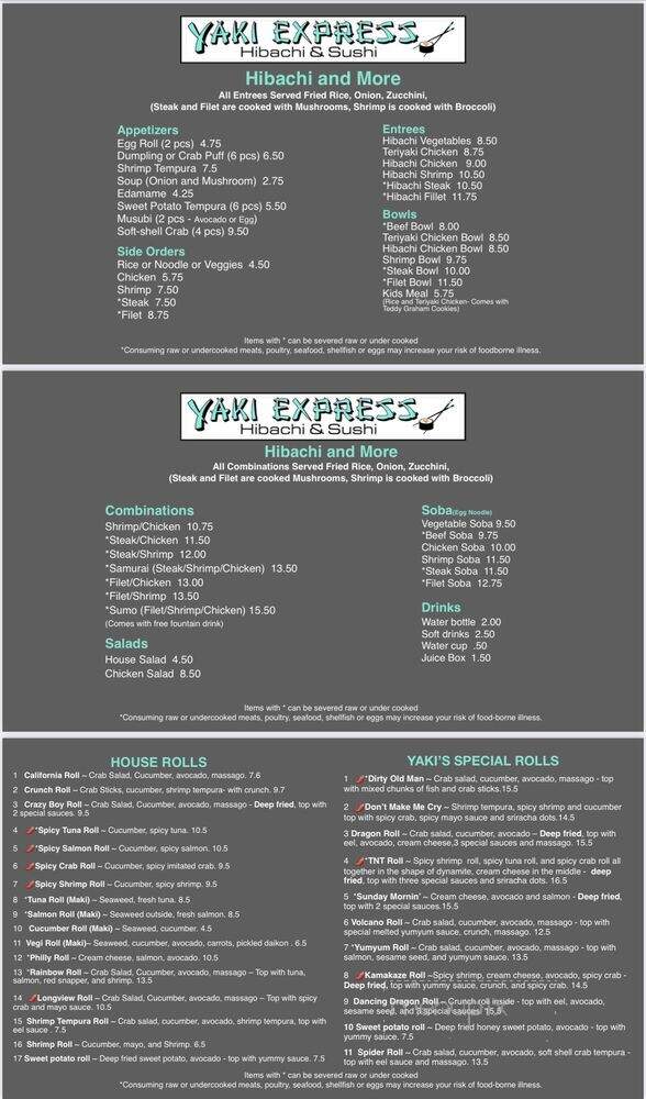 Yaki Express - Wilmington, NC menu_pic