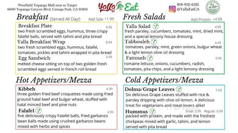Yalla Eat - Canoga Park, CA menu_pic