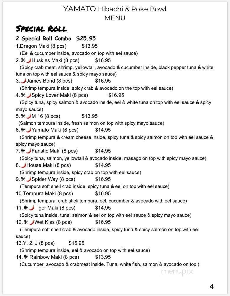 YAMATO Hibachi & Poke Bowl - Mansfield, CT menu_pic