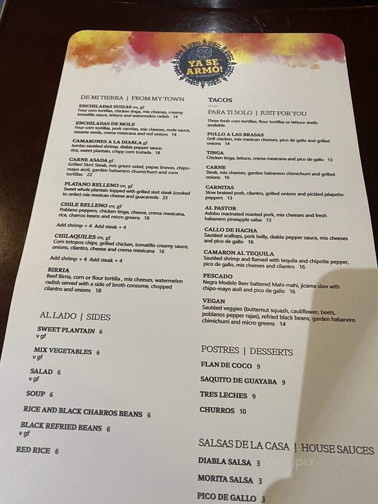 Ya se Armo! - Palm Harbor, FL menu_pic