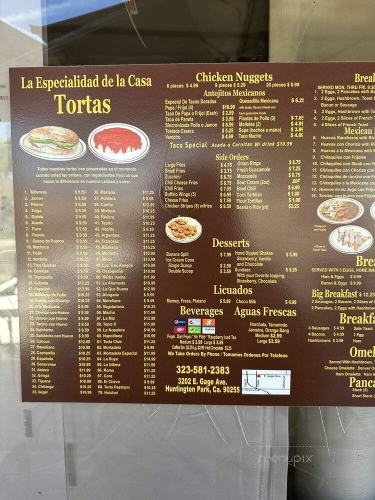Yaya's Burgers - Huntington Park, CA menu_pic